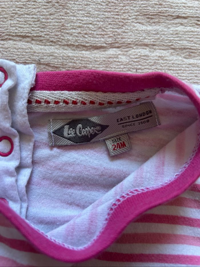 T-shirt manches longues rose blanc marinière Lee Cooper 24 mois - photo numéro 4