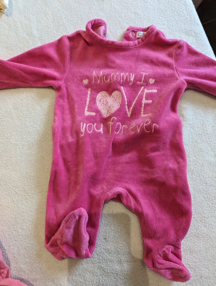 Lot de 3 pyjamas 1 pièces bébé fille 1 mois kitchoun - photo numéro 3