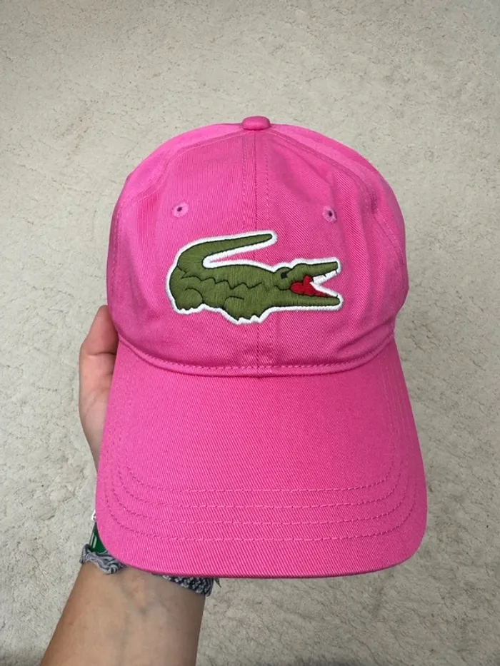 Casquette Lacoste Rose Fuchsia Logo Brodé Neuve - photo numéro 2