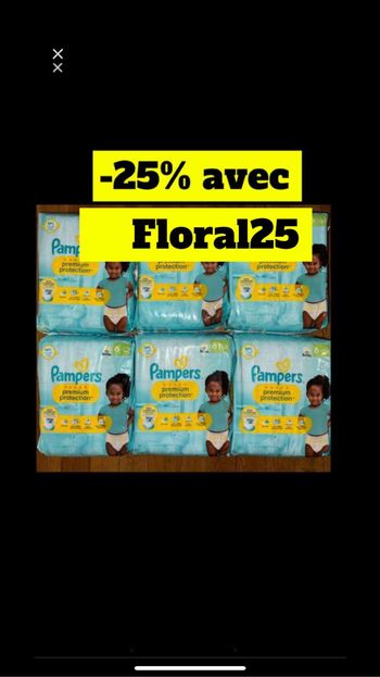 Six paquets de couches Pampers taille 6