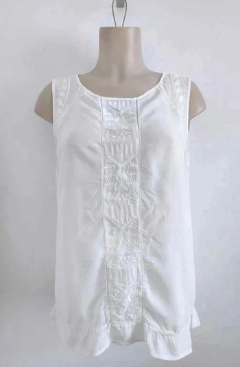 T-shirt débardeur blanc brodé - Promod - taille 42