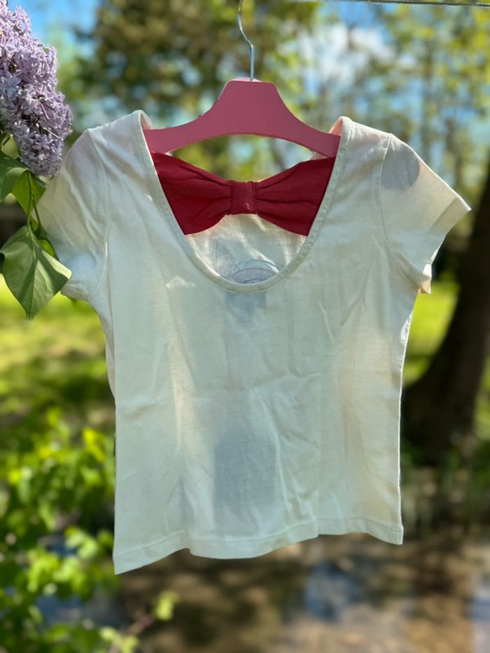 Magnifique t-shirt manches courtes 3 ans sergent major fille noeud dos neuf avec étiquette - photo numéro 3