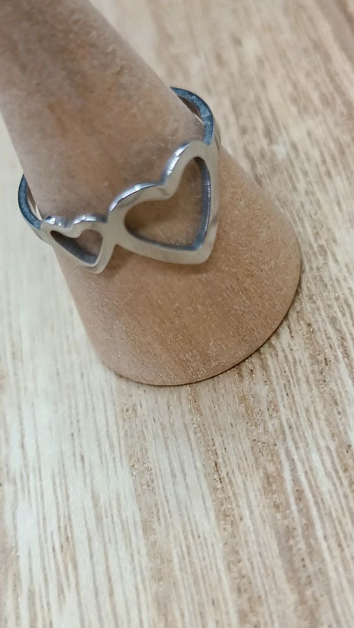 Bague acier inoxydable coeur argenté - photo numéro 3
