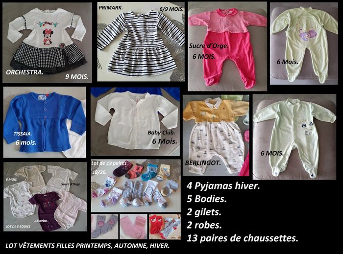 LOT vêtements filles automne, hiver, T: 6 - 9 mois