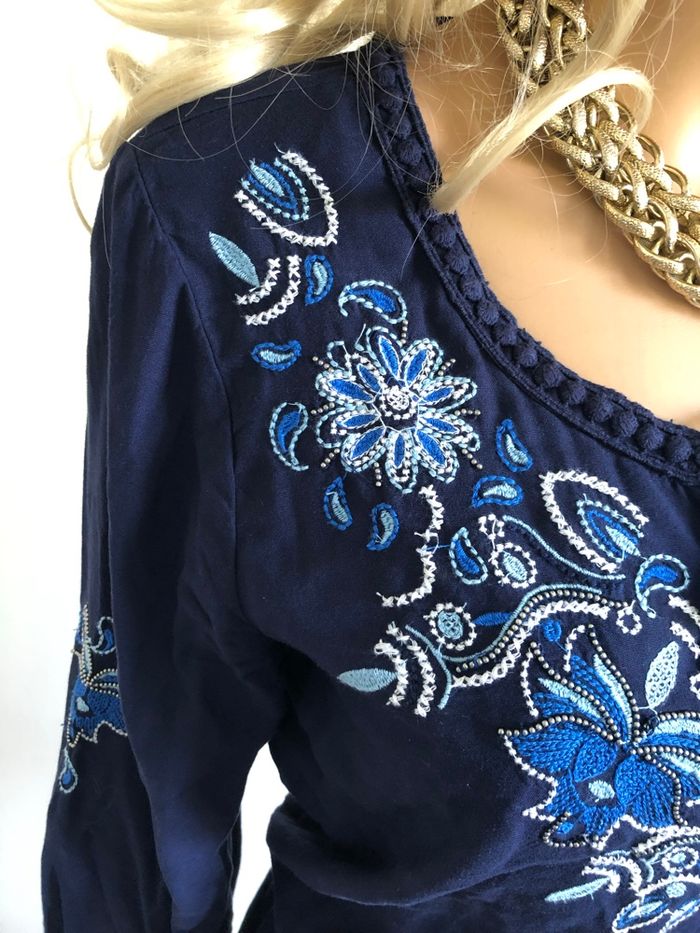 Robe bleue marine à manches longues Breal taille 38 état satisfaisant (avec défaut) - photo numéro 4