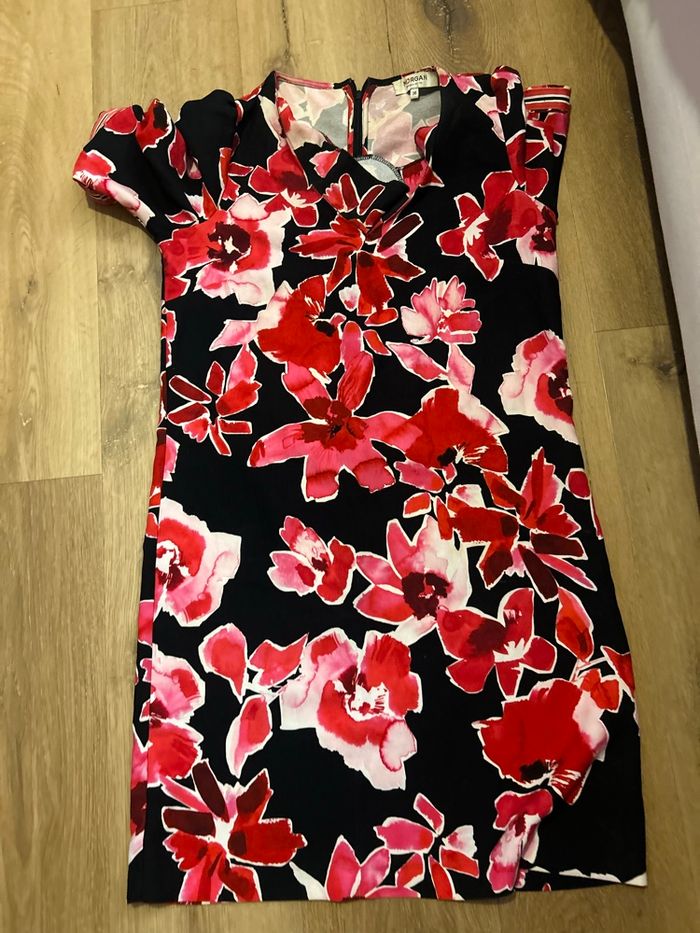 Robe morgan taille 36 à motifs fleurs rose et rouge - photo numéro 5