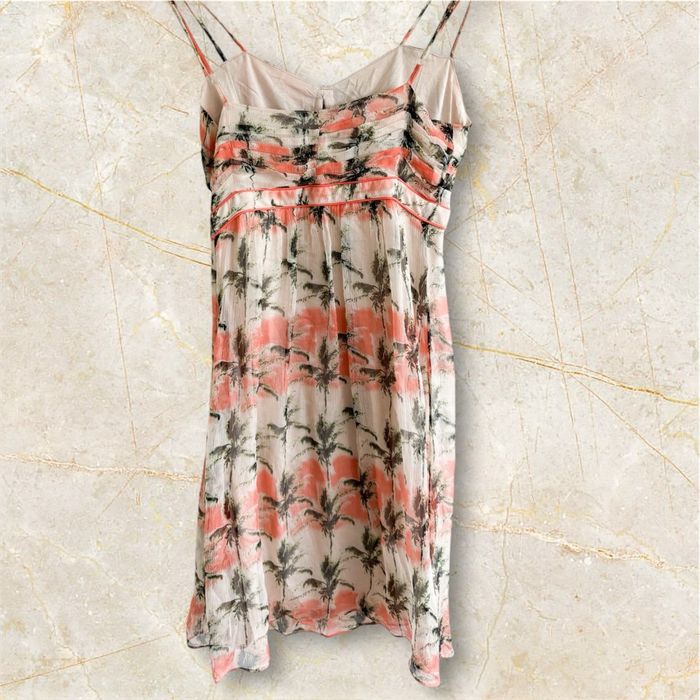 Robe été fluide abricot rose vert avec doublure kookai taille 34 XS - photo numéro 4