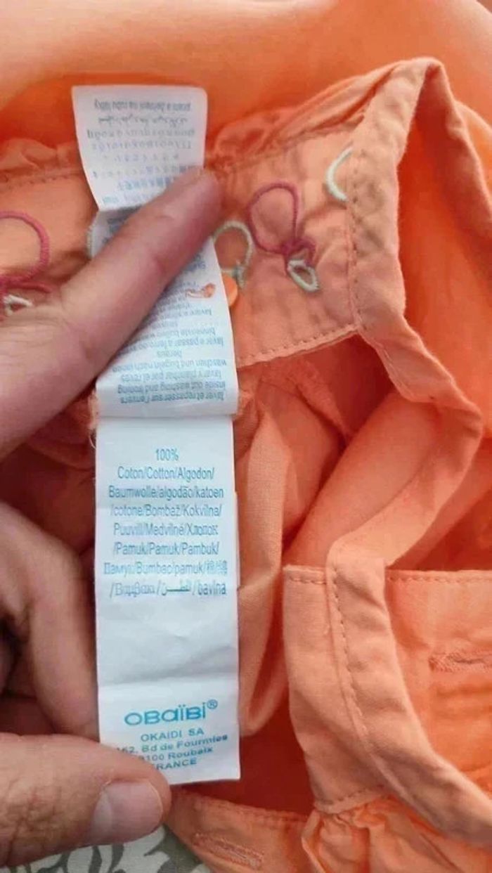 Jolie barboteuse orange en coton 12 mois  obaibi - photo numéro 7