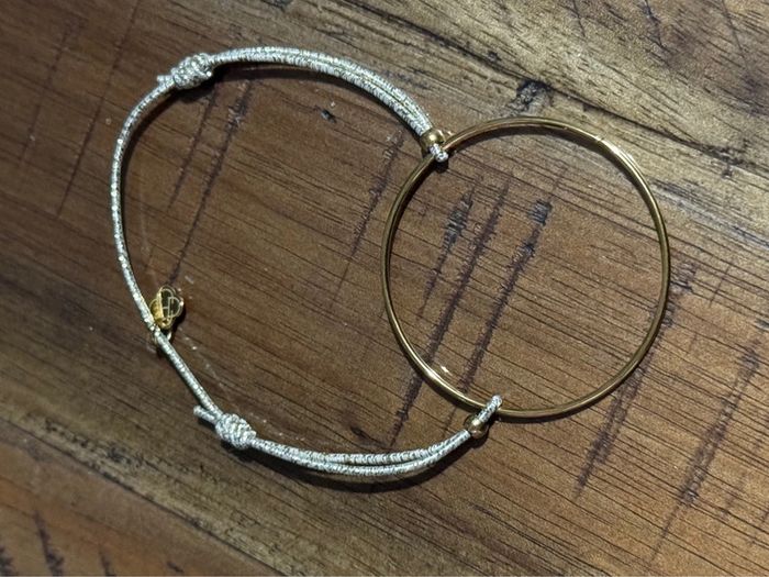 Bracelet cordon doré cercle fin xl acier inoxydable or habaha Paris - photo numéro 8