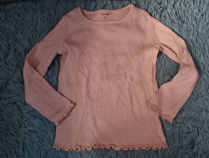 T-shirt côtelé manches longues rose 4ans