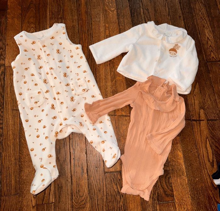 Ensemble combinaison body gilet velour Sergent major 3 mois