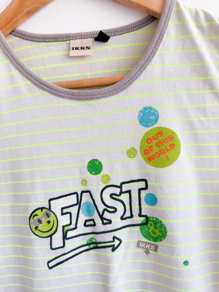 Débardeur gris & vert anis vintage ikks taille 34 XS - comme neuf - photo numéro 2