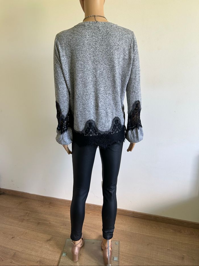 Pull gris et noir à manches longues Naf Naf taille L TBE - photo numéro 6
