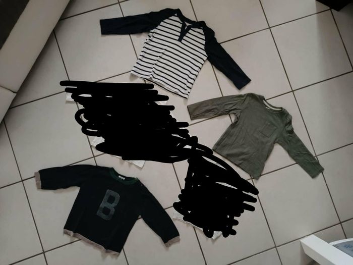 Lot de 3 Hauts manches longues 3 ans blanc bleu vert - photo numéro 1