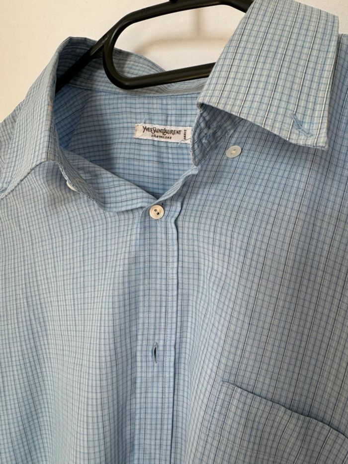 Chemise vintage bleu Yves Saint Laurent logo brodé - photo numéro 3