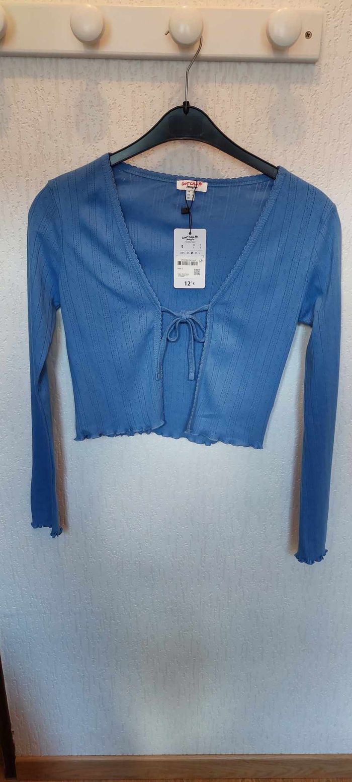 Joli gilet/cardigan court femme Jennyfer S bleu neuf