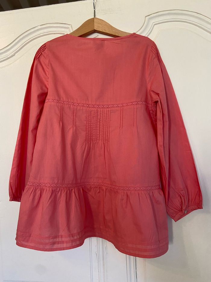 Blouse volantée Cyrillus rose corail taille 8 ans neuve - photo numéro 3
