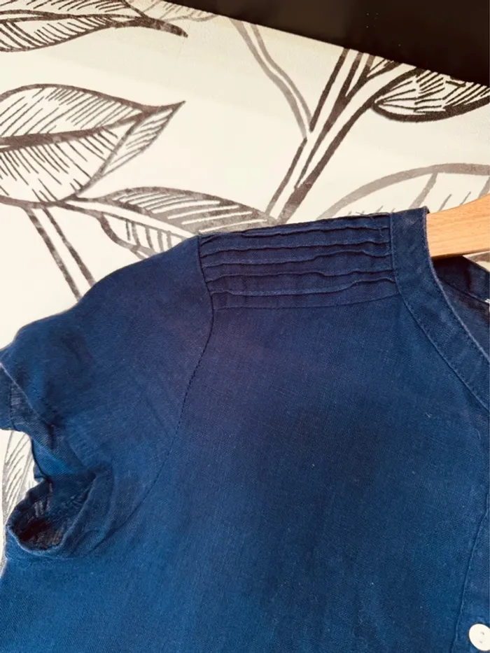 Taille 12 ans robe d’été fille Monoprix bleue marine * lin * 🌸 - photo numéro 3