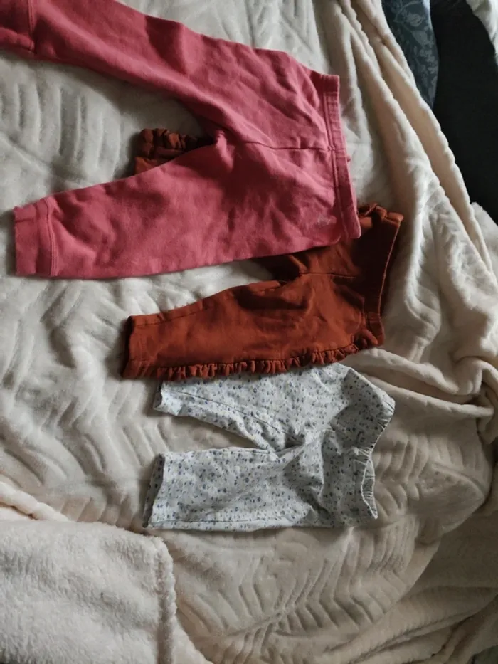 Lot de leggings 74cm rose marron bleu