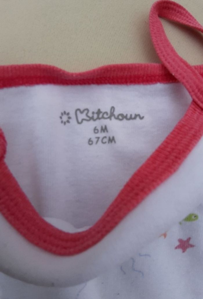 Lot de 3 bodies bretelles roses et blancs fille - Kitchoun - 6 mois - photo numéro 4