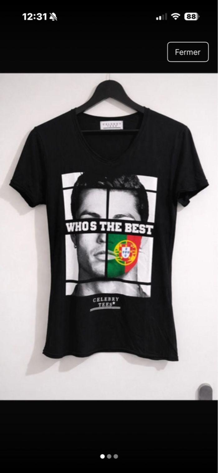 Celebry Tees Type T-shirt manches courtes. Unisexe Col en V Couleur noire M / 38 / 10 • Très bon état • BEST - photo numéro 2