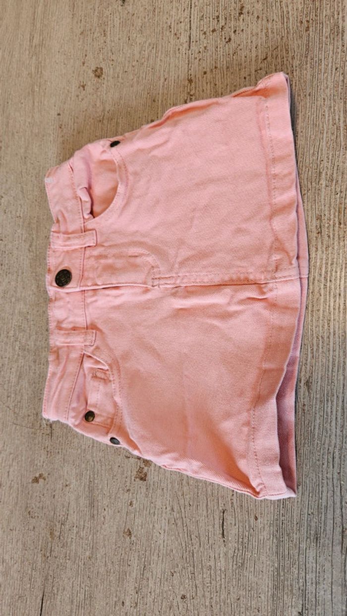 Jupe courte en jean s stretch rose clair, ajustable à la taille, Influx, 5 ans, jamais mise - photo numéro 3