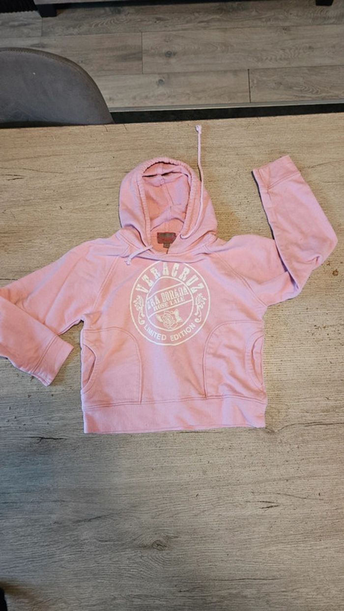 Pull rose, manches longues à capuche, GirlSport, 8 ans