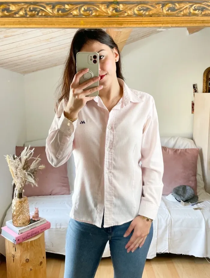Chemisier Thomas Burberry rose et blanche taille 36