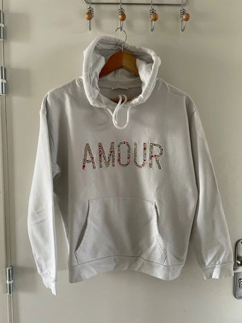 Sweat à capuche blanc Amour