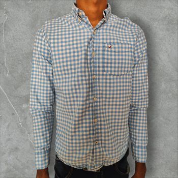 Chemise à Carreaux Bleu/Blanc Hollister Taille S