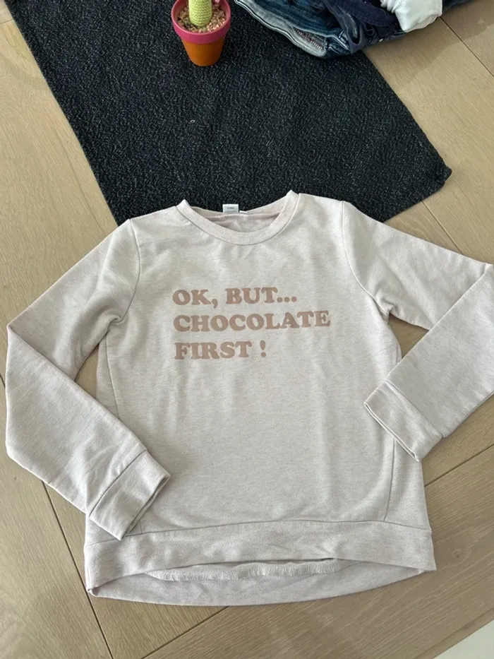 Pull fille rose chiné 8 ans