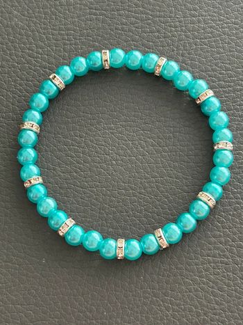 Bracelet vert turquoise et argenté en perles taille unique