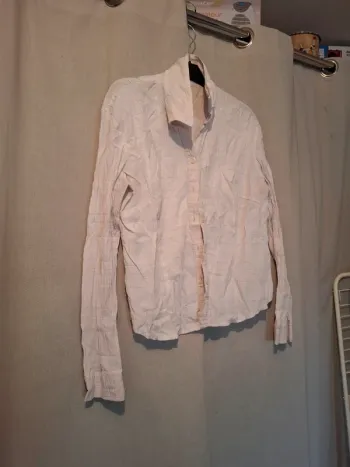 Magnifique chemisier femme blanc élégant effet froisser
