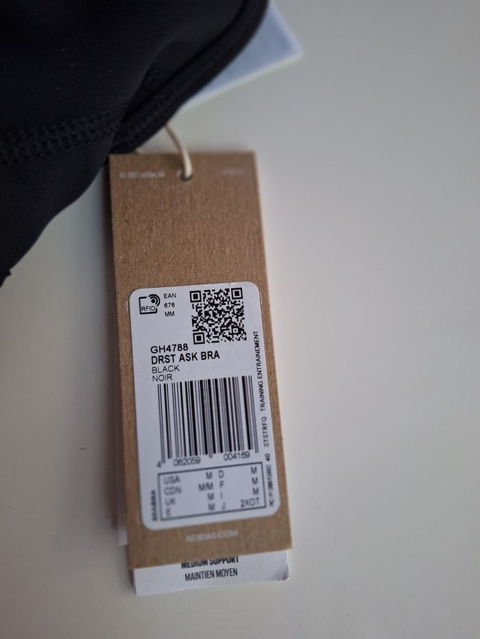 Brassière de sport adidas noie et blanc soutien moyen - photo numéro 5