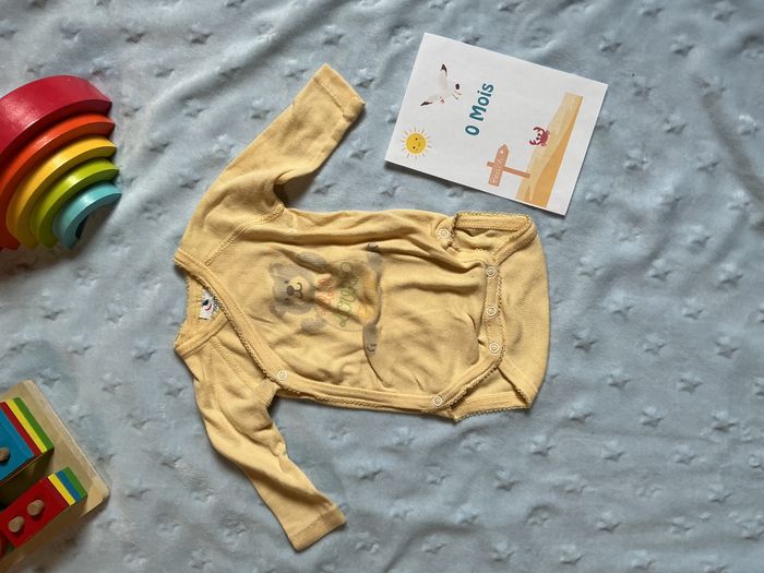 body manche longues jaune ouverture devant absorba 1 mois - photo numéro 2