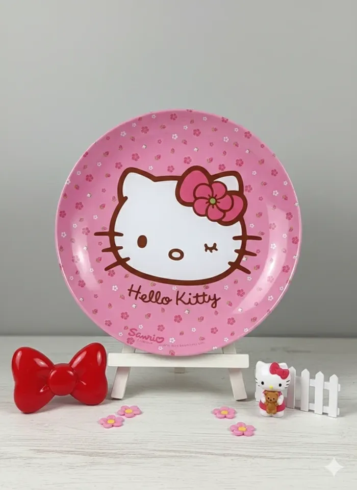 🌸 Assiette Plate Hello Kitty - Sanrio "Pink Floral"