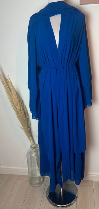Abaya kimono bleu en mousseline
