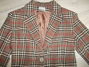 Veste MISS ELSA quadrillée marron beige noir rouge taille 38 TBE