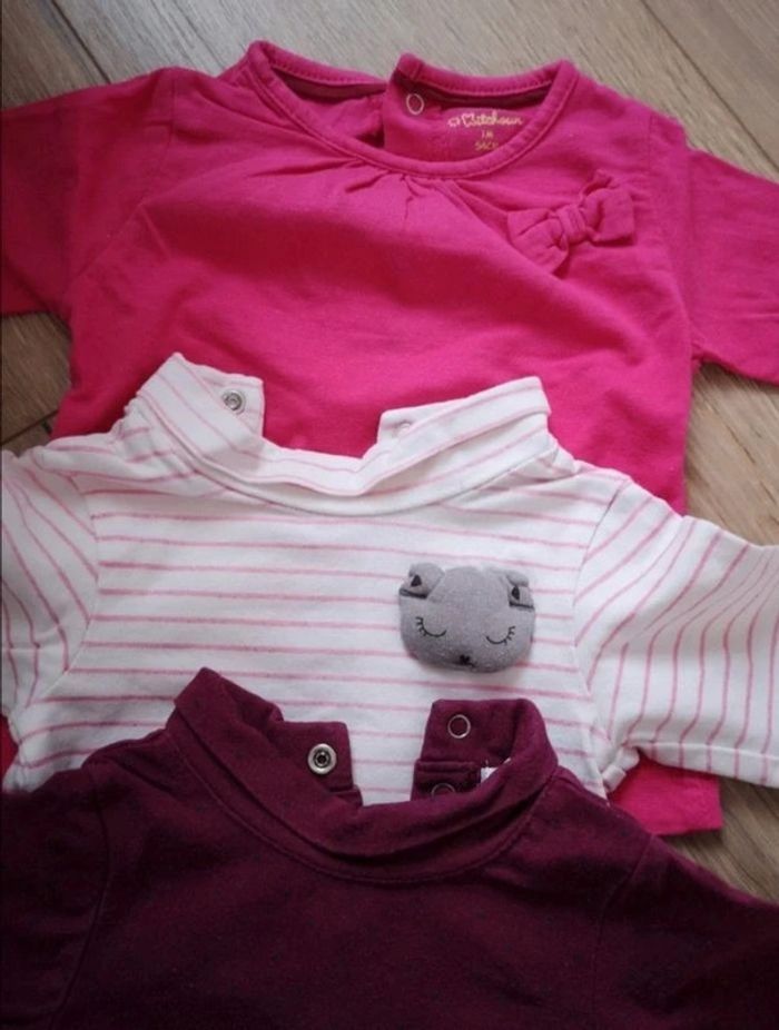 Lot t shirt manches longues fille 1 mois - photo numéro 2