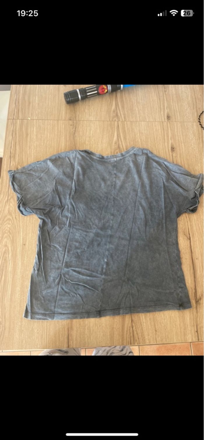 T-shirt gris Bershka - Taille M - photo numéro 3