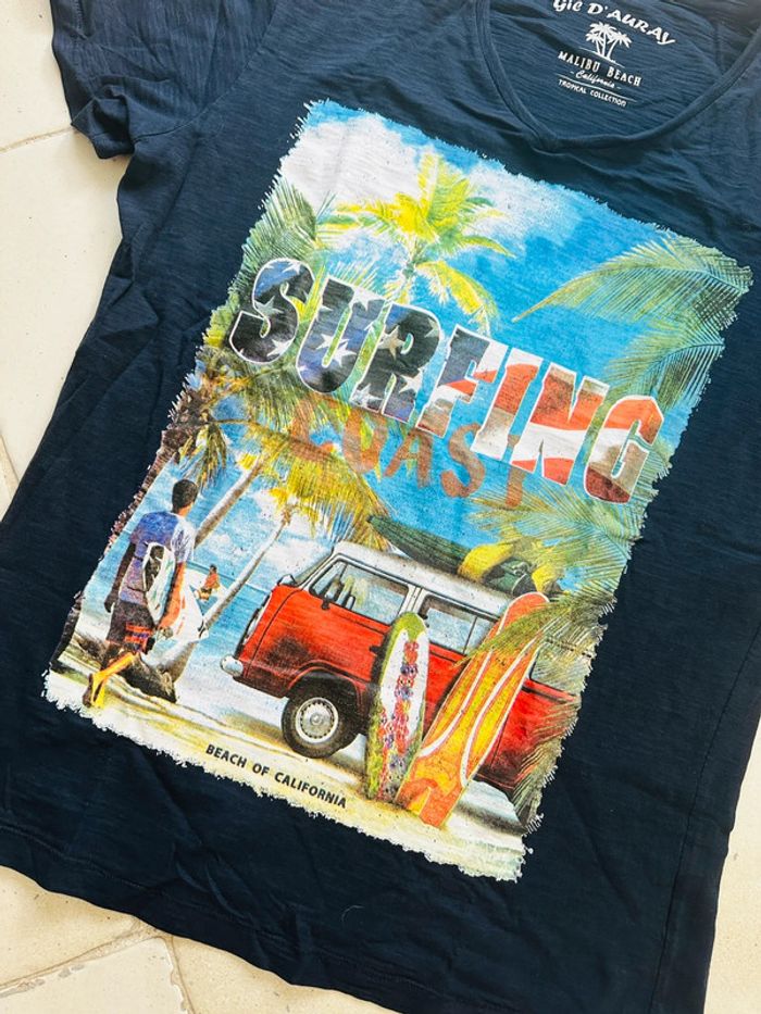 T-shirt manches courtes noir à motifs imprimés - photo numéro 2