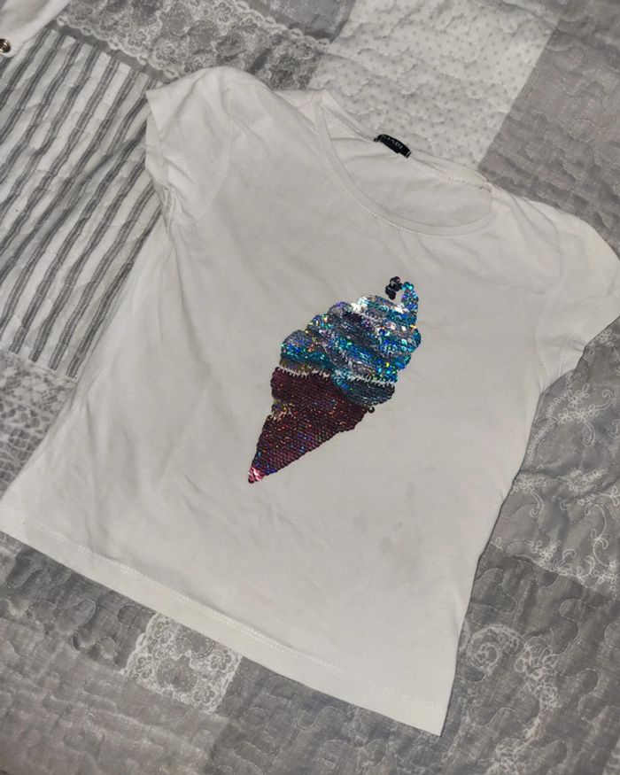 Tee shirt glace sequins 4 ans
