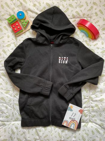 gilet zippé noir à capuche 12 ans tissaia