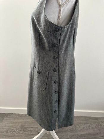 Robe à rayures grise et blanche Vintage T44 XXL