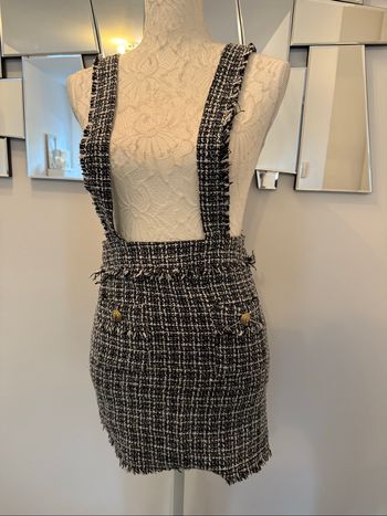 Robe salopette à carreaux en tweed XS