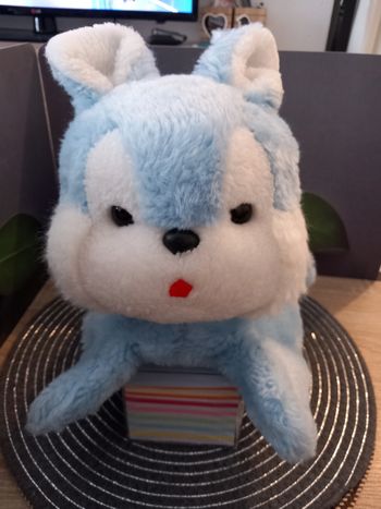 Peluche lapin nounours vintage bleu range pyjama 40cm