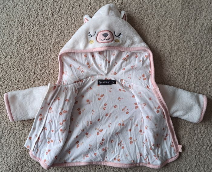 Veste polaire blanche In Extenso taille 1 mois - photo numéro 2