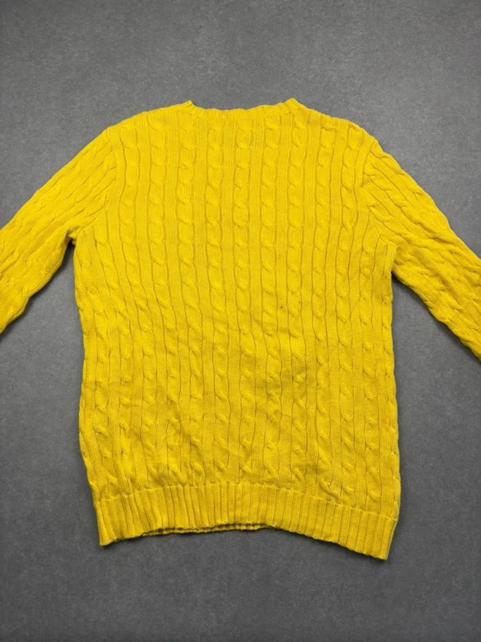Pull d’hiver torsadé en maille Ralph Lauren jaune col rond taille L - photo numéro 3