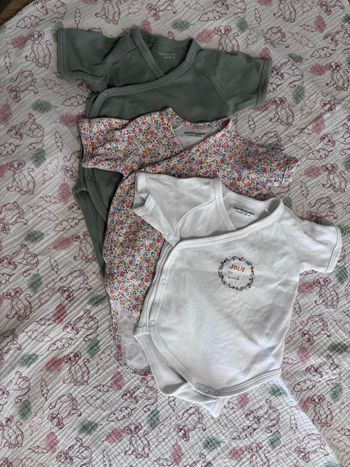 👶 Lot de 3 bodies bébé manches courtes – Vertbaudet – 3 mois (60 cm)