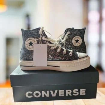 Baskets Converse Modèle Chuck Taylor All Star Lift Platform Glitter Couleur Noir